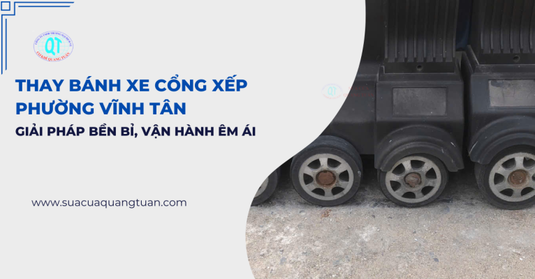 thay bánh xe cổng xếp